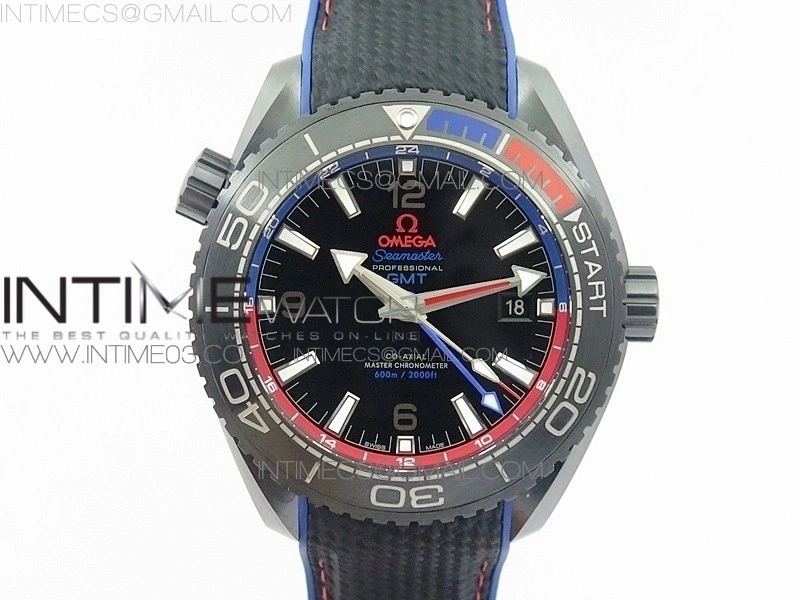 Planet Ocean 45.5mm ETNZ "Deep Black" Real Ceramic VSF 1:1 Best Edition on Black Nylon Strap A8906 Super Clone